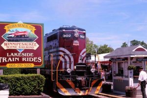 Vintage train at Winnipesaukee Scenic Railroad in New Hampshire.